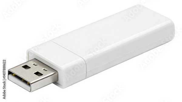 Obraz white usb flash drive, Isolated, transparent background, AI