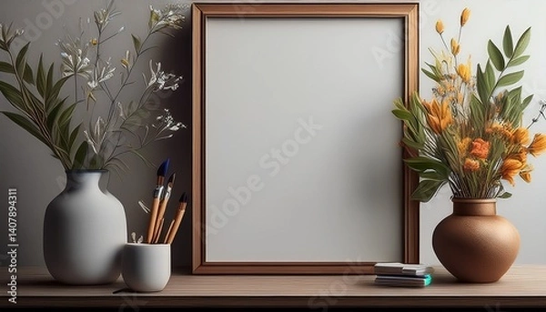 Fototapeta an artwork frame mockup style high quality no art works on the frame