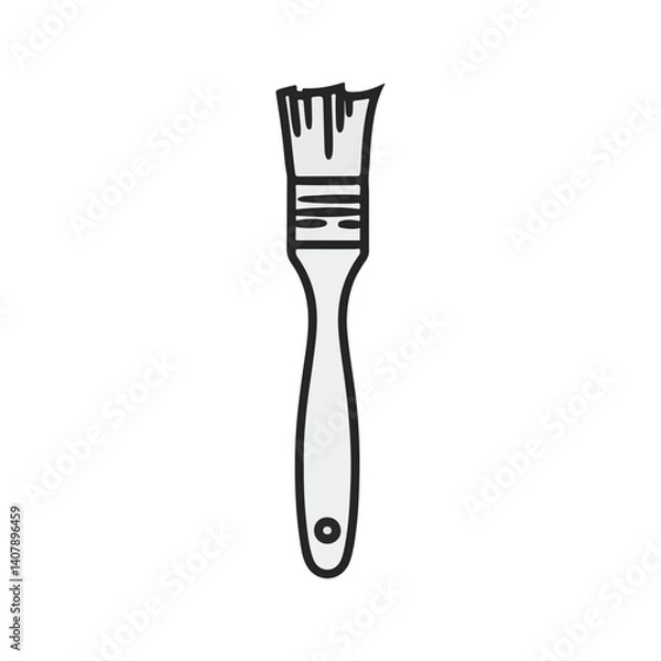 Obraz black and white illustration of a paintbrush, drawn in a minimalist style