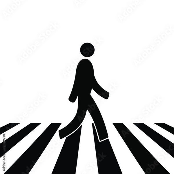 Obraz icon of a person walking across a zebra crossing silhouette vector illustration  