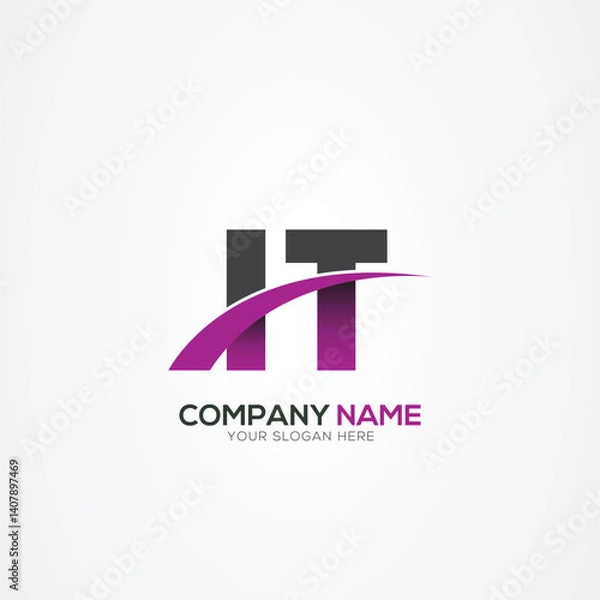 Fototapeta IT or TI Letter Logo Design with a Creative Cut Creative logo design