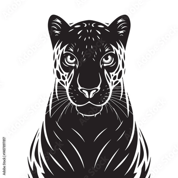Obraz Digital drawing of a black panther's head, high contrast