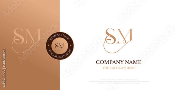 Fototapeta Initial SM Logo Design Vector 