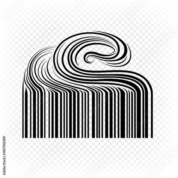Obraz Barcode design. Creative vector illustration of a strand of curly hair on a barcode.