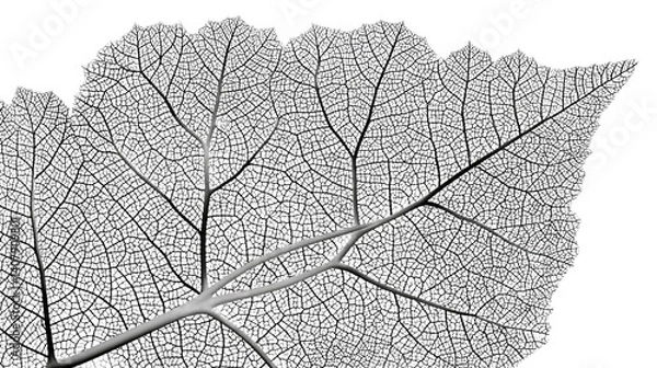 Obraz Intricate Leaf Veins: A detailed macro photograph showcases the delicate and complex network of veins within a single leaf, presenting a beautiful example of natural patterns.