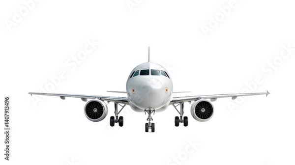 Obraz Sleek Aerial Ascent: A modern passenger aircraft is seen poised, ready for takeoff. It presents a visual representation of power, efficiency, and seamless travel.