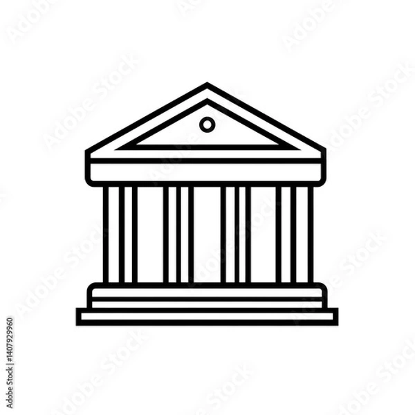 Fototapeta Minimalist Line Art Illustration of a Classical Building Facade