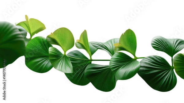 Fototapeta Vibrant green foliage: a close-up of fresh, bright green leaves arranged in a beautiful and refreshing manner. The image shows a lush display of nature's detail and life.