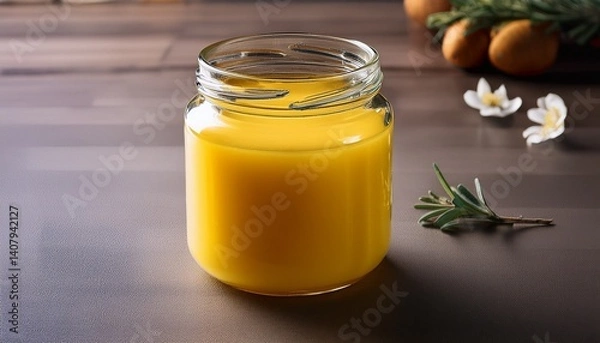 Obraz ghee glass jar mockup kitchen background
