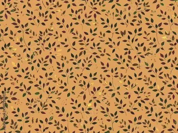 Fototapeta seamless pattern with flowers and leaves, floral pattern for textile design and digital papers, seamless background with green leaves, seamless floral pattern, seamless pattern with leaves