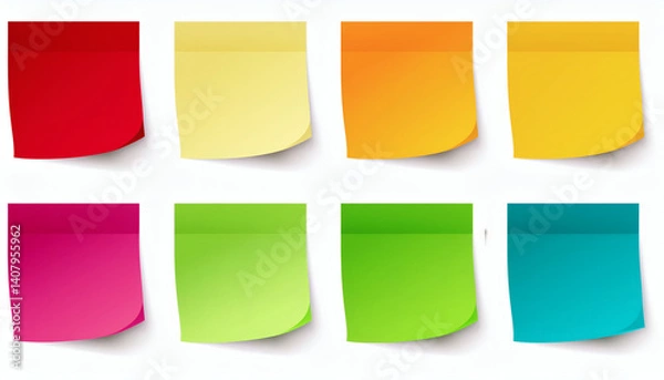 Obraz Multicolor post it notes isolated on white background. Colored sticky note set.