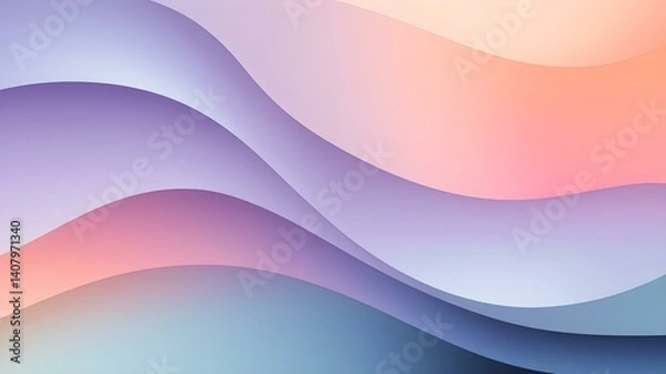 Fototapeta A beautiful abstract illustration with soft pastel colors and curved, layered forms.