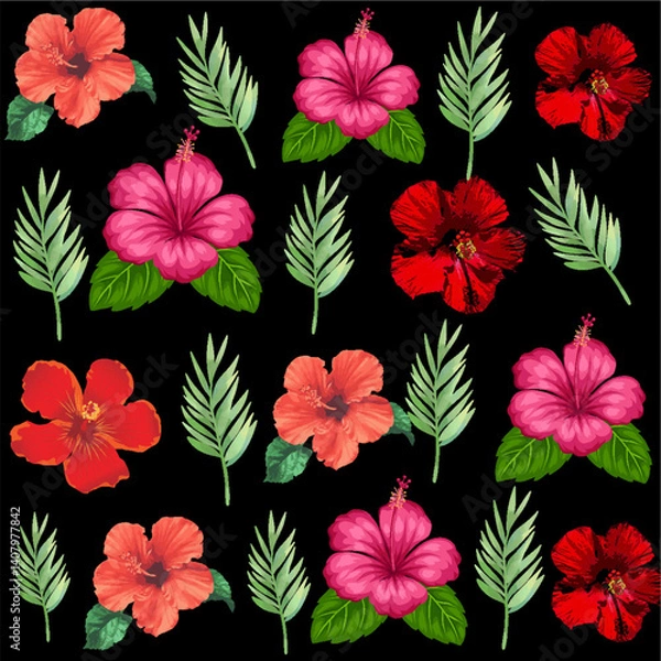 Fototapeta Summer Flower Seamless Oriental Pattern Traditional Design for Background, Carpet, Wallpaper, Clothing, Fabric, Textile, Wrapping, Batik, Vector, Illustration Style