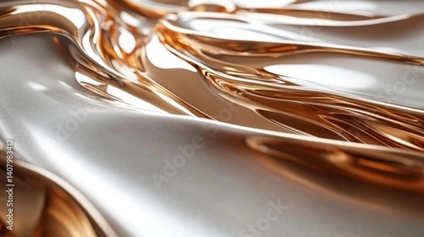 Obraz Abstract liquid metallic texture in a blend of gold and silver.