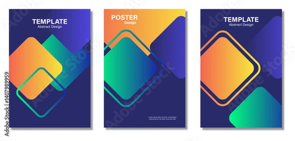 Fototapeta Gradient abstract shapes cover collection, Cover template.