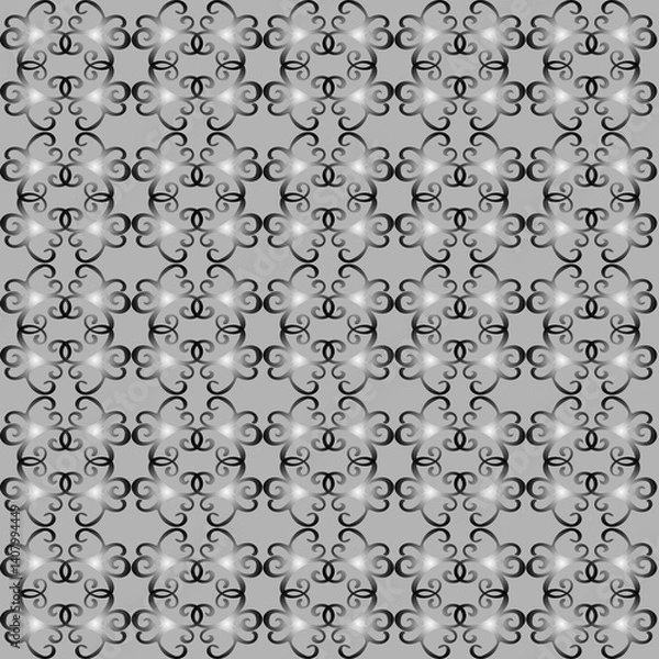 Fototapeta Beautiful seamless abstract pattern on a gray monochrome background