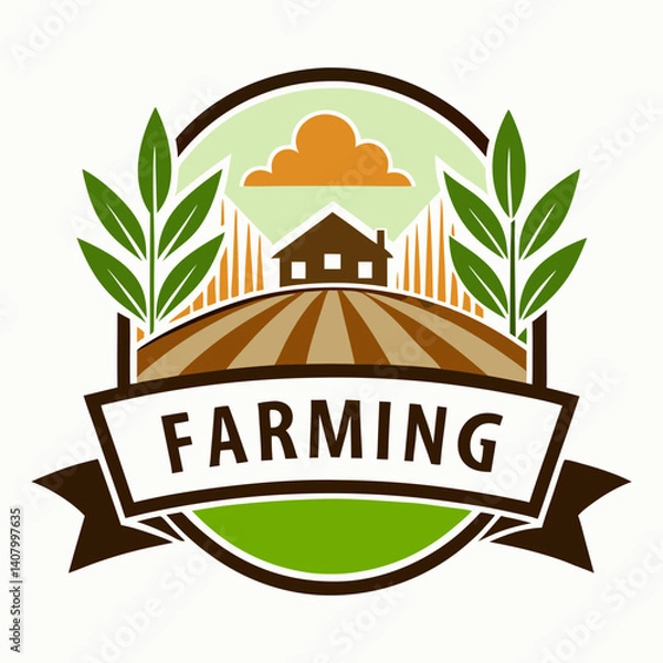 Fototapeta Vintage farm vector design with sign and abstract element