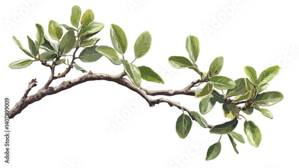 Obraz Green Leaves Branch Tree White Background Nature Environment Botanical Foliage