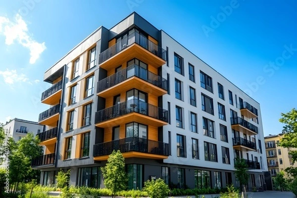 Obraz Modern apartment building, balconies, urban architecture