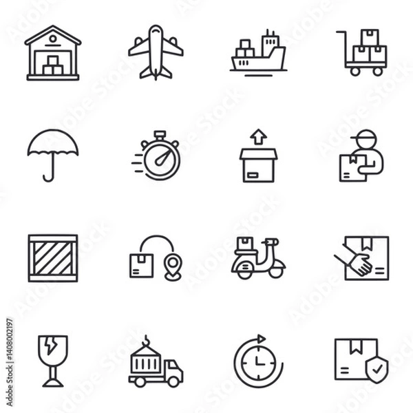 Fototapeta A set of icons for transportation and delivery services