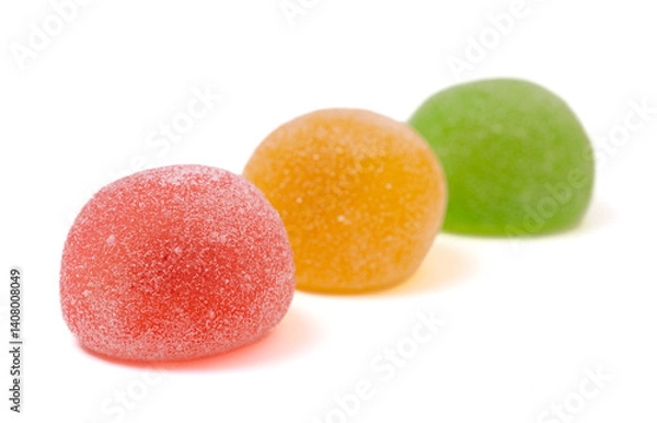 Fototapeta Three Flavoreds of  Sweet Fruit Mochi Isolated on a White Background