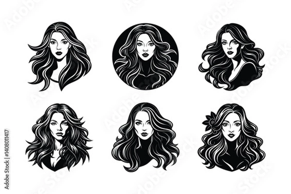 Fototapeta woman long hair vector art silhouette