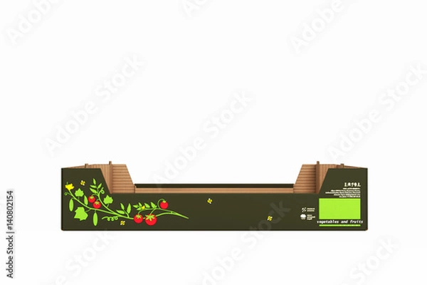 Obraz cardboard tray box for vegetables and fruit without shadow on white background 3d