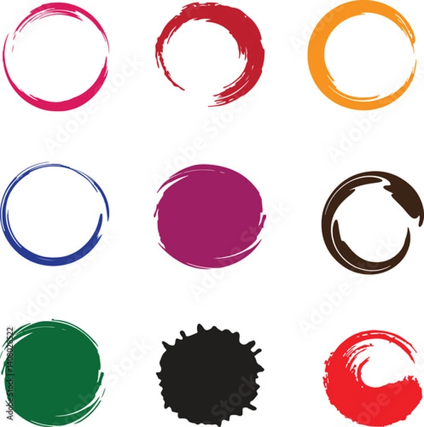 Obraz Abstract Circle Brush Stroke Collection

