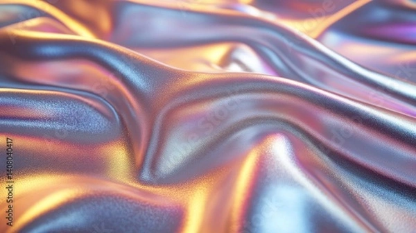 Fototapeta polycarbonate iridescent silver holographic chrome foil vaporwave background texture pattern trendy pearlescent pastel rainbow prism effect abstract 3d rendering