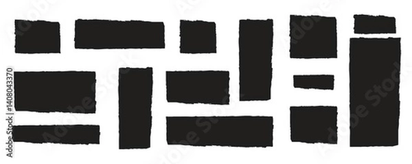 Obraz Collection of square rectangles brush shape vector isolated on white background