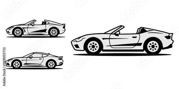 Fototapeta car silhouette set, Retro car silhouettes set on white isolated background, Cars Icons, Hatchback car silhouette vector, Set of line silhouette car icon illustration. car silhouette on white.