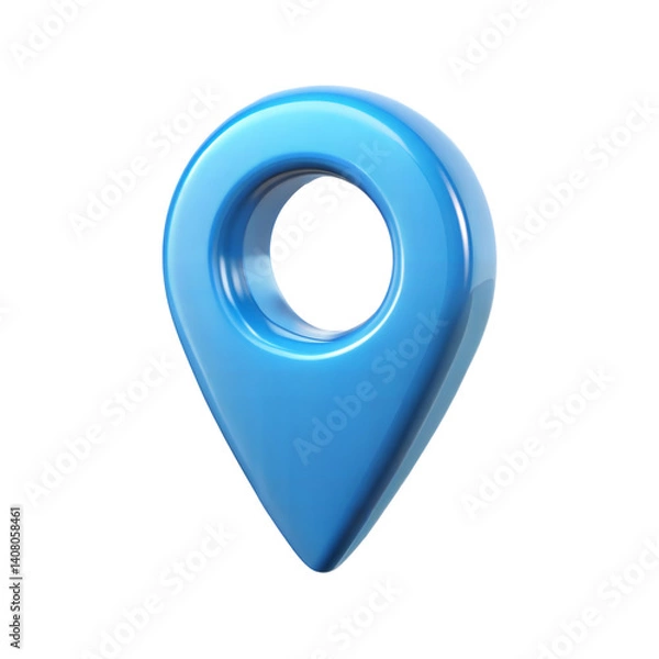 Fototapeta 3d blue map pointer icon isolated on transparent background. Blue location pin cut out