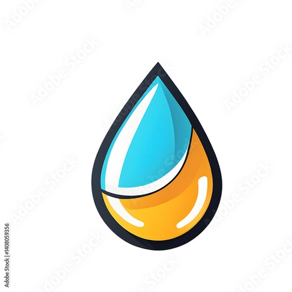 Fototapeta Modern design icon of a water droplet symbolizing environmental awareness isolated on a empty plain background