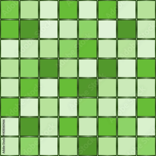 Obraz Green tiles, plaid gingham, scottish tartan texture, grid graph paper with rhombus squares pattern, picnic napkin and curtain tablecloth, vector seamless geometric checkered fabric