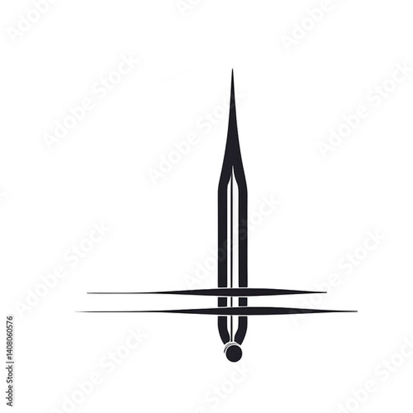 Fototapeta Modern design icon of an acupuncture needle symbolising alternative healing isolated on a empty plain background