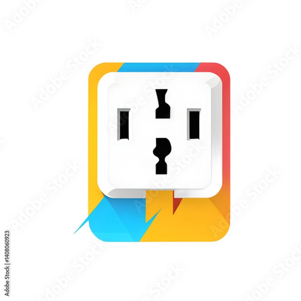 Fototapeta Modern design icon of an electric plug with lightning bolt symbolising power, isolated on a empty plain background