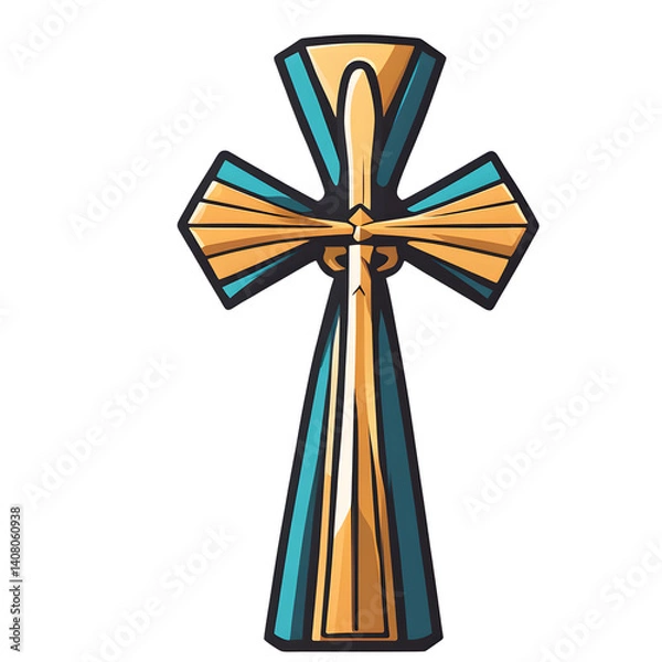 Fototapeta Modern design icon of an Egyptian ankh symbolising eternal life isolated on a empty plain background