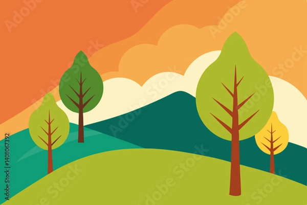 Fototapeta landscape with trees