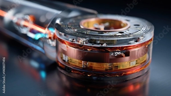 Fototapeta Circular microchip module with translucent housing