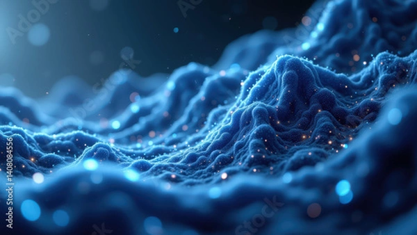 Obraz GLP1 molecule illustration with blue waves of energy flowing around it.