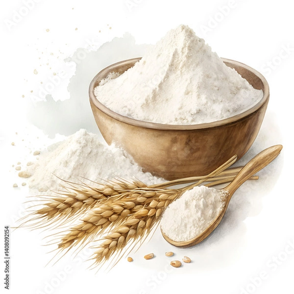 Obraz Watercolor Flour isolated white background