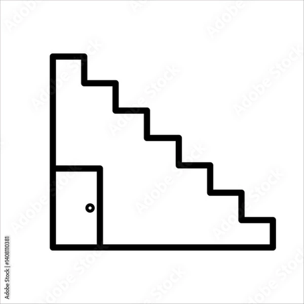 Obraz Upstairs and downstairs icon in rounded corner. Stairs, ladder sign symbol