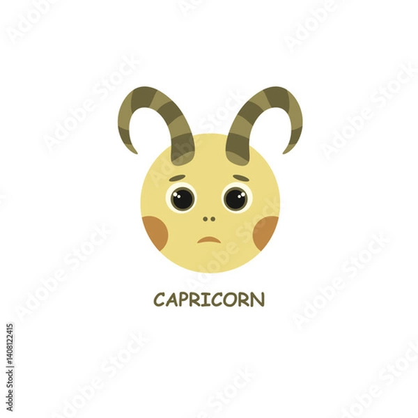 Obraz zodiac sign capricorn in the form of a child's face with horns