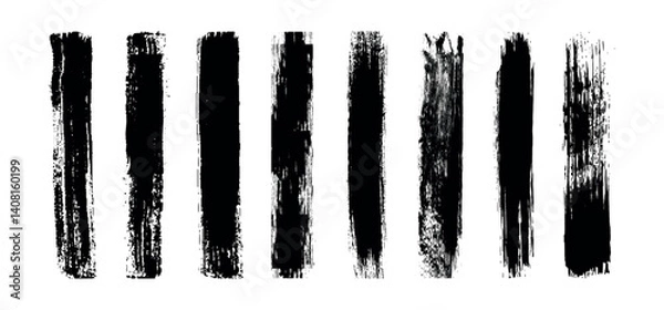 Fototapeta Black set paint, ink brush, brush strokes, brushes, lines, frames, box, grungy. Grungy brushes collection. - stock vector.