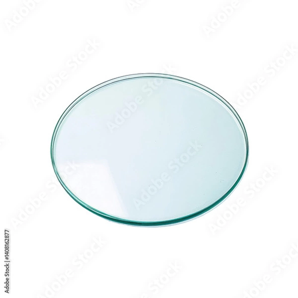 Fototapeta Round Glass Plate, Clear Glass Disc,  Laboratory Glassware, Microscope Slide, Circular Glass Object