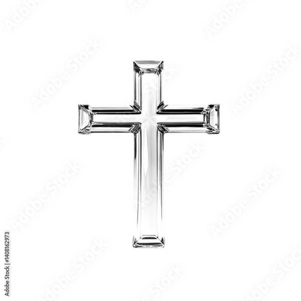 Fototapeta Crystal Cross  Transparent Religious Symbol on Transparent background