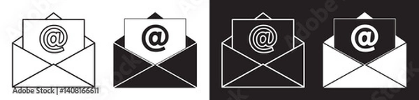 Fototapeta Mail envelope icon on black and white background