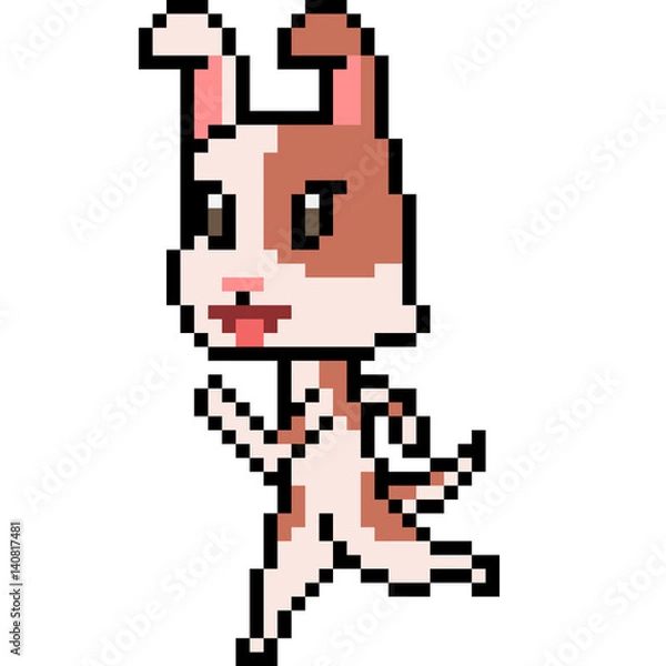 Fototapeta vector pixel art dog run