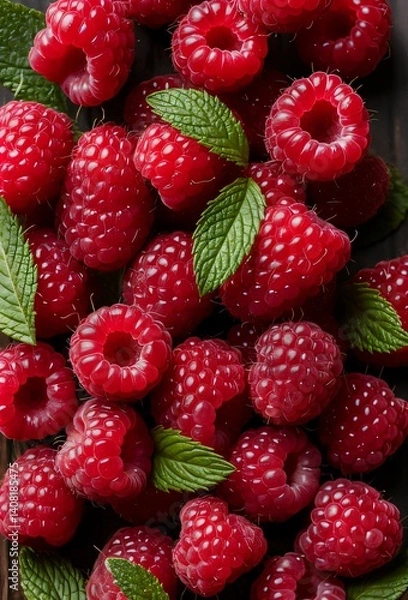Obraz fresh raspberries background