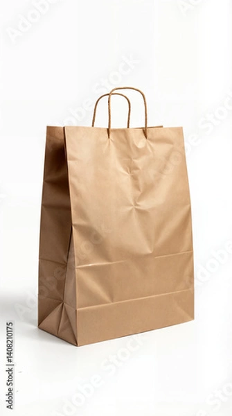 Obraz Brown paper shopping bag on white background